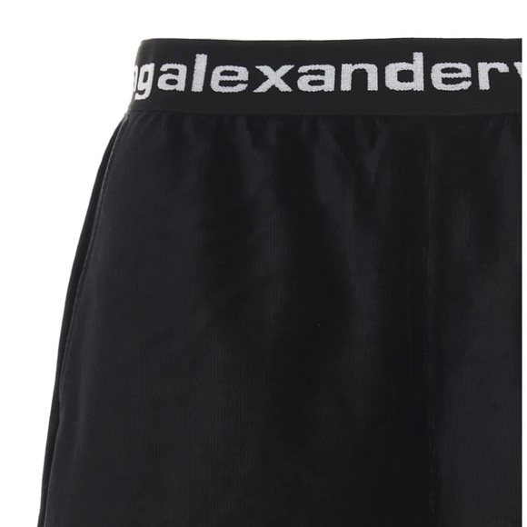 T By Alexander Wang Logo Elastic-Waistband Corduroy Shorts - Picture 3 of 6